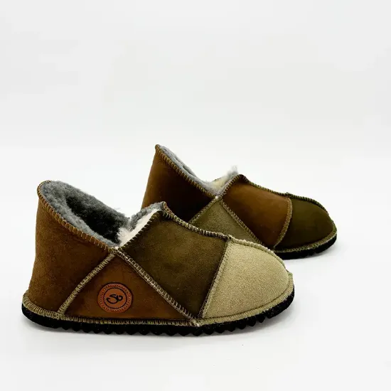 Picture of Sheepskin Slipper | Bark / Mocca / Sage | Size 4