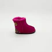 Picture of Sheepskin Traditional | Magenta with Leopard heel | Size Kids 8