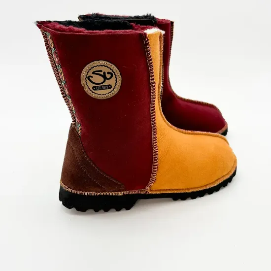 Picture of Traditional Boots | Burnt Honey / Damson / Mocca with Braid | Size 4